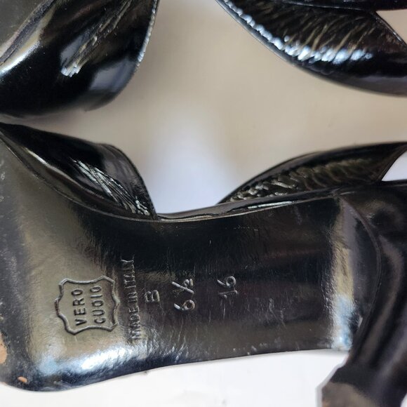 Thierry Mugler Vintage Patent Leather High Heels Slingback Peeptoe Fits6.5 to 7 - Picture 11 of 11